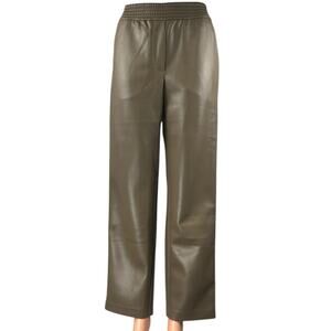 Aritzia Wilfred Brown Faux Vegan Leather Wide Leg High Waist Trousers Pants 2XS